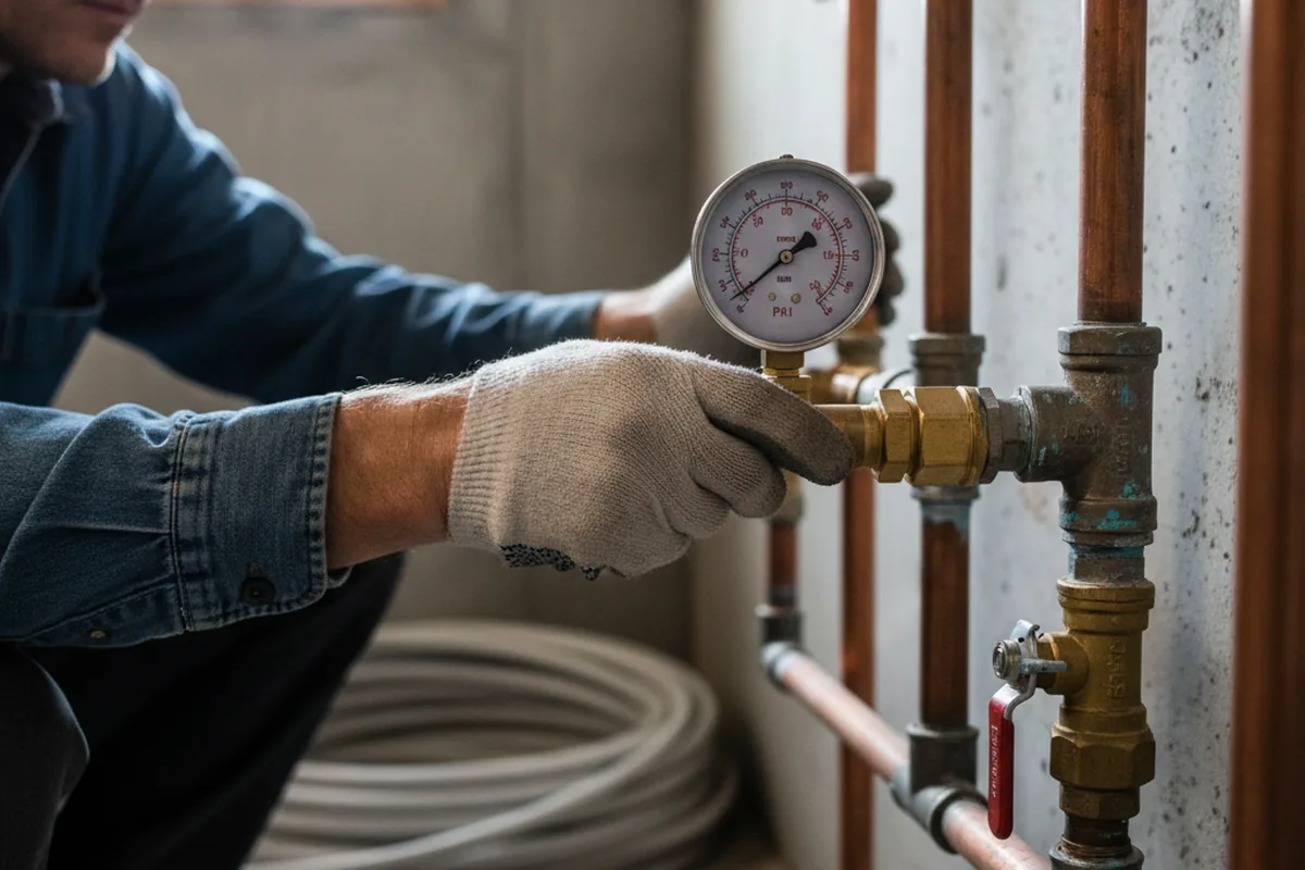 Pressure testing a repaired line during Water Line Repair in Blandburg